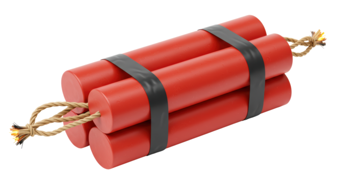 Isolated Dynamite Sticks with Detonator Cord