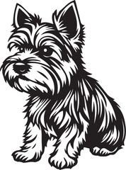 Yorkshire terrier dog. Hand drawn vector illustration	