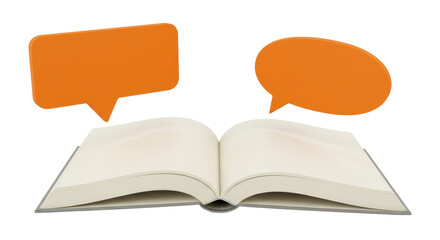 Isolated Open Book with Speech Bubbles