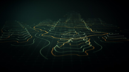 Futuristic Holographic Terrain environment, geomorphology, topography loop motion graphic user interface head up display screen