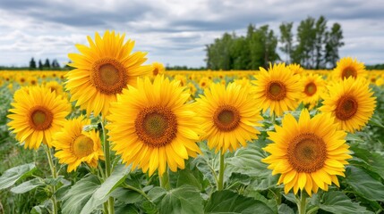 Fototapeta premium Exploring Sustainable Living Through Vibrant Sunflower Fields and Nature's Beauty