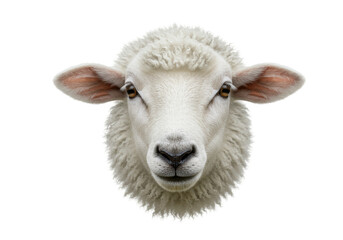 Isolated Sheep Face Close-Up Woolly Farm Animal