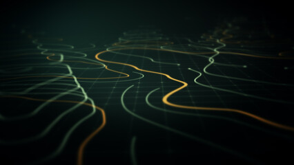 Futuristic Holographic Terrain environment, geomorphology, topography loop motion graphic user interface head up display screen