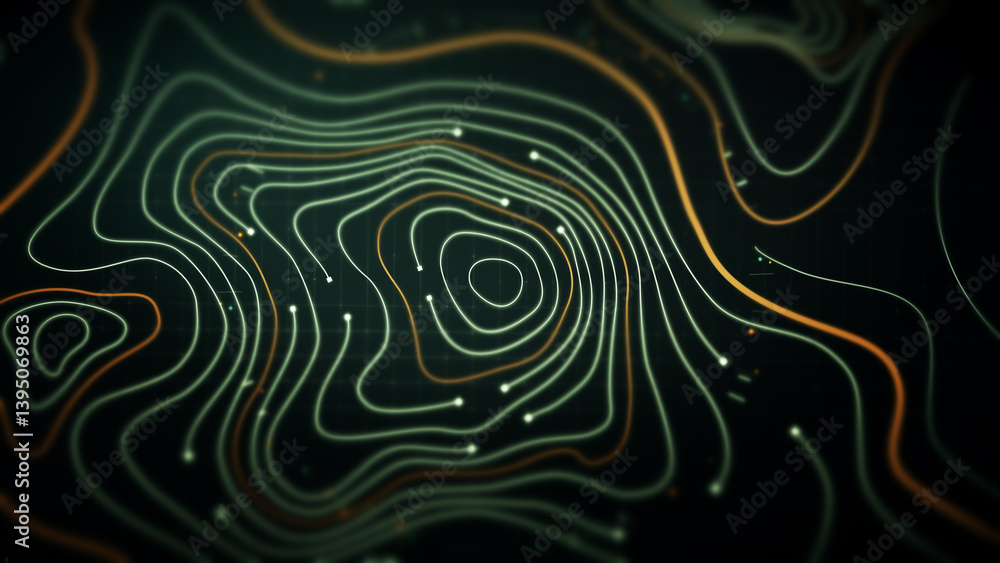 Poster Futuristic Holographic Terrain environment, geomorphology, topography loop motion graphic user interface head up display screen