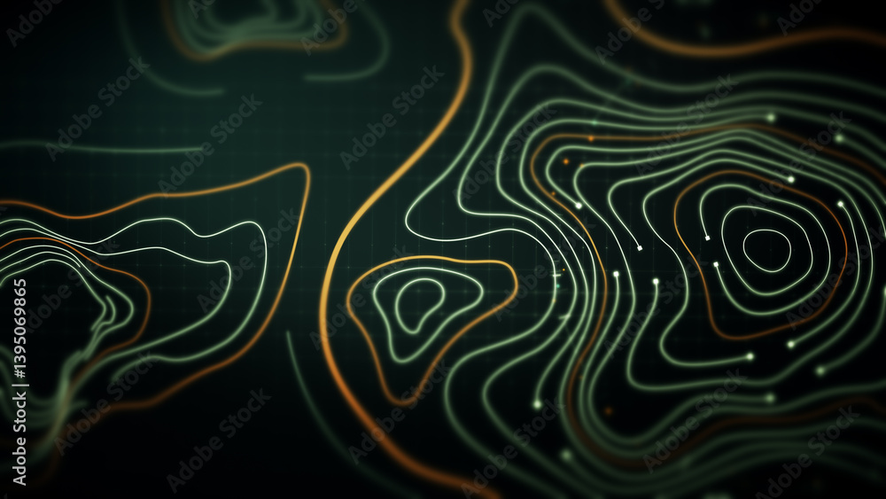 Poster Futuristic Holographic Terrain environment, geomorphology, topography loop motion graphic user interface head up display screen