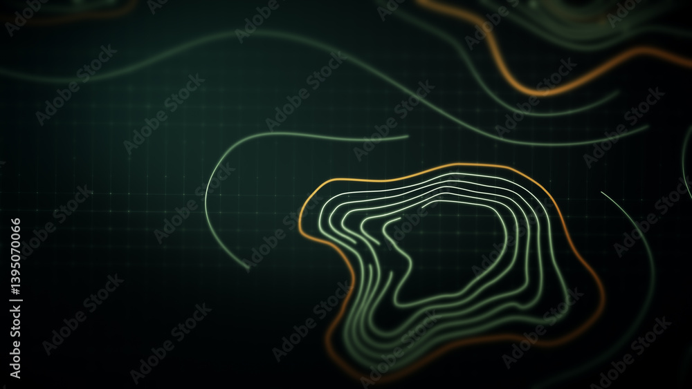 Poster Futuristic Holographic Terrain environment, geomorphology, topography loop motion graphic user interface head up display screen