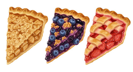 Isolated Three Pie Slices