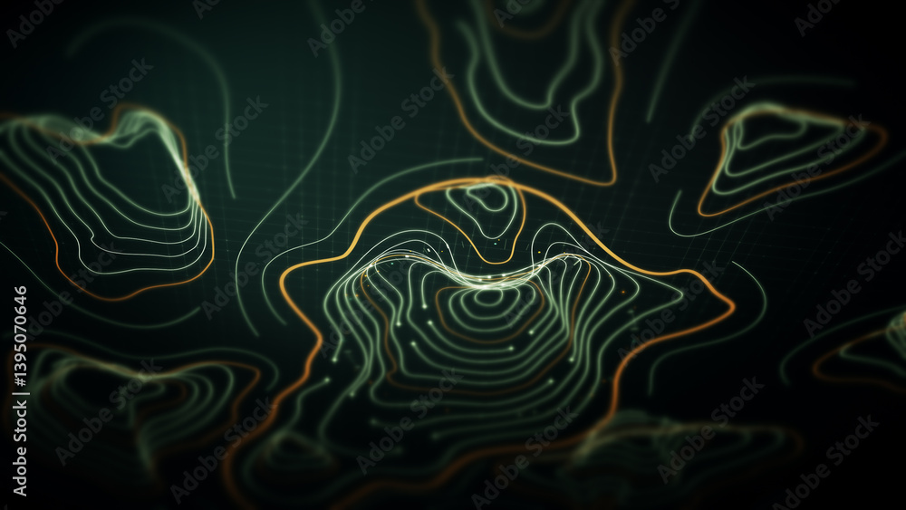 Poster Futuristic Holographic Terrain environment, geomorphology, topography loop motion graphic user interface head up display screen