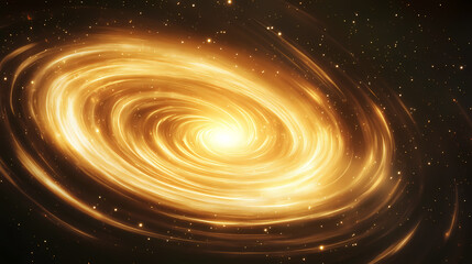 Obraz premium A golden particle vortex, with a bright spot in the center and gradually darkening around it, showing the feeling of a deep abyss. Nebula Abyss. Illustration