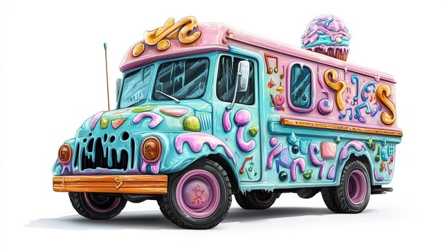 Whimsical ice cream truck design. - Powered by Adobe