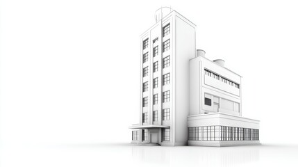 building 3d isolated white background