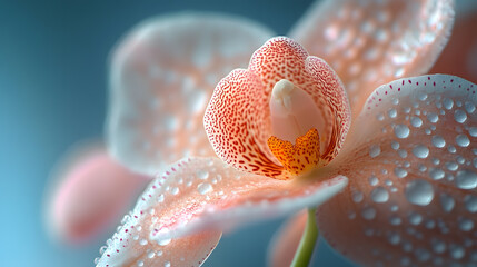 Close-up photography of an intricate orchid bloom, its soft pastel colors and unique patterns creating an elegant focal point.