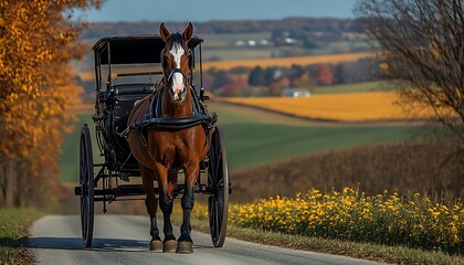 Horse-Drawn Carriage Autumn Farm
