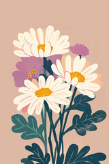 Obraz premium Illustration of Bouquet of Daisies