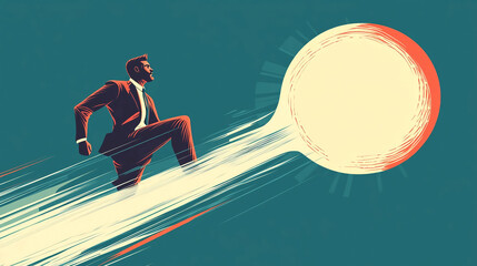 Businessman success path illustration achievement motivation career growth opportunity goal oriented concept