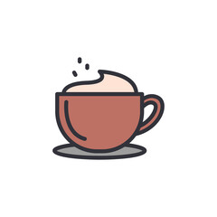 Coffee cup colored icons, minimalist vector illustration ,simple transparent graphic element .Isolated on white background