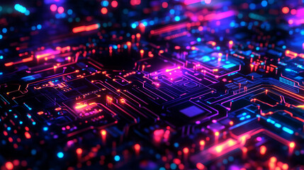 Obraz premium Computer chip with a lot of lights on it