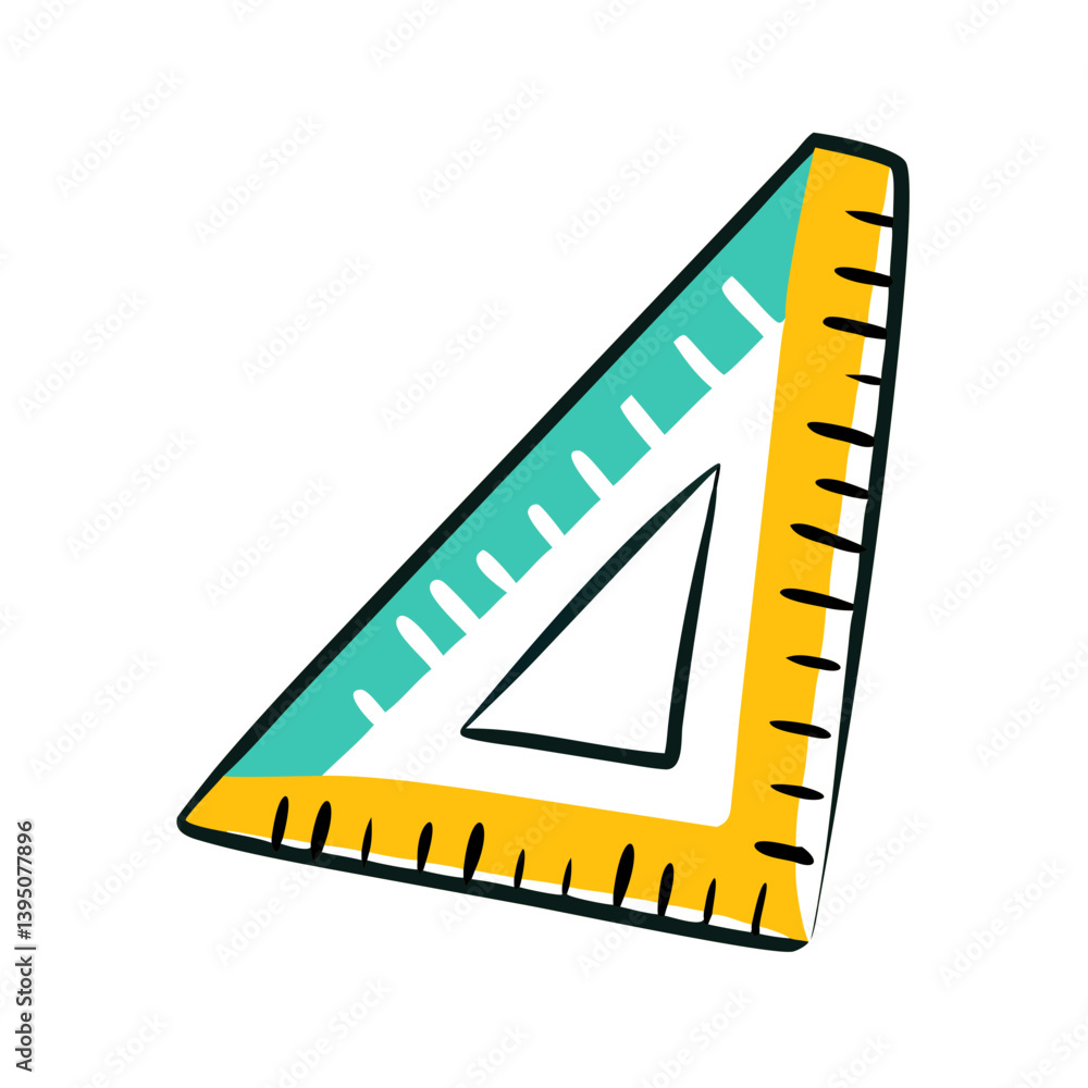 Aufkleber vector icon of a colorful triangular ruler symbolizing precision and measurement