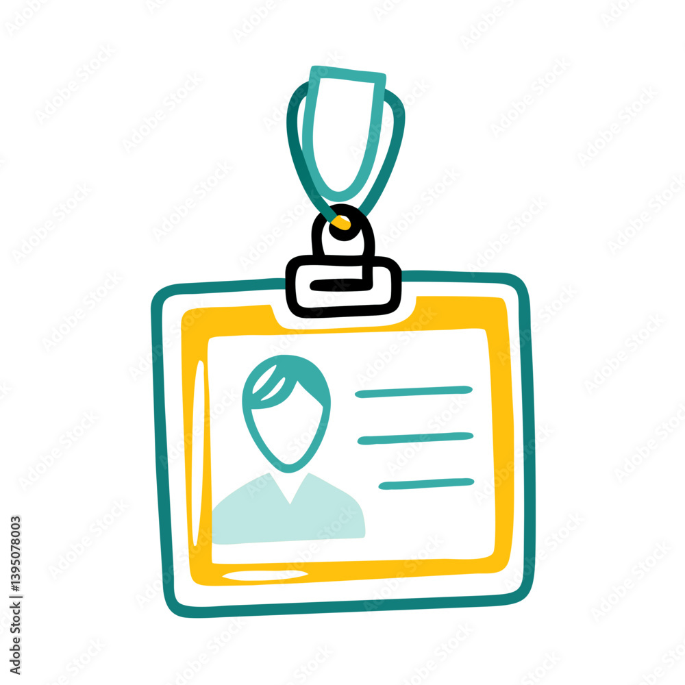 Poster vector icon of an id badge representing identification and professional identity