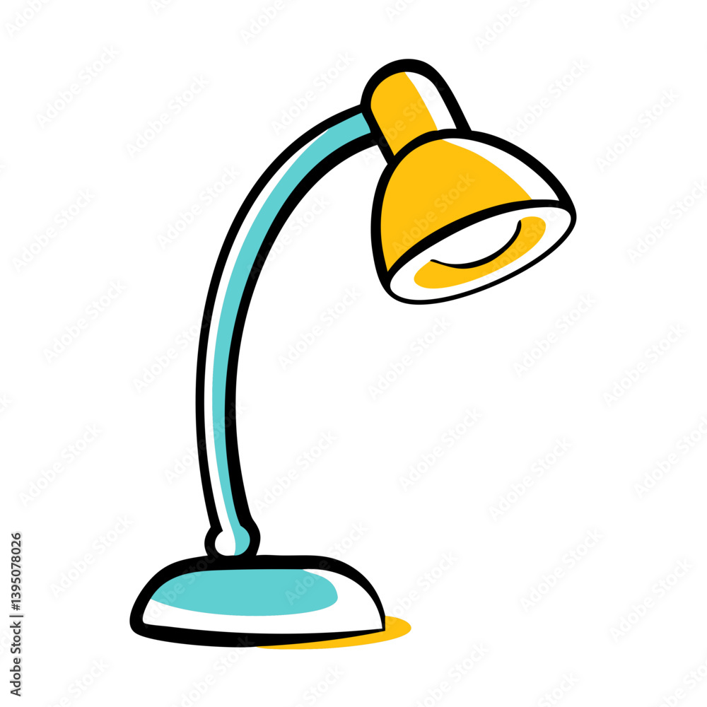 Poster vector icon of a desk lamp representing illumination and productivity