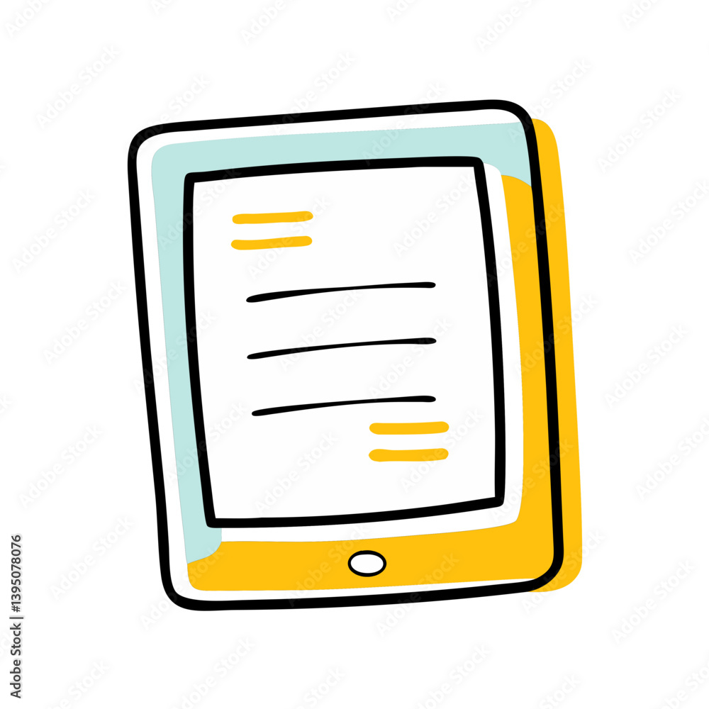 Poster vector icon of a tablet displaying notes representing technology and digital learning