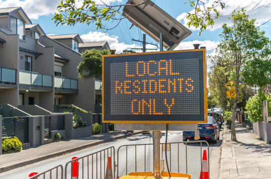 Local residents only construction sign on street