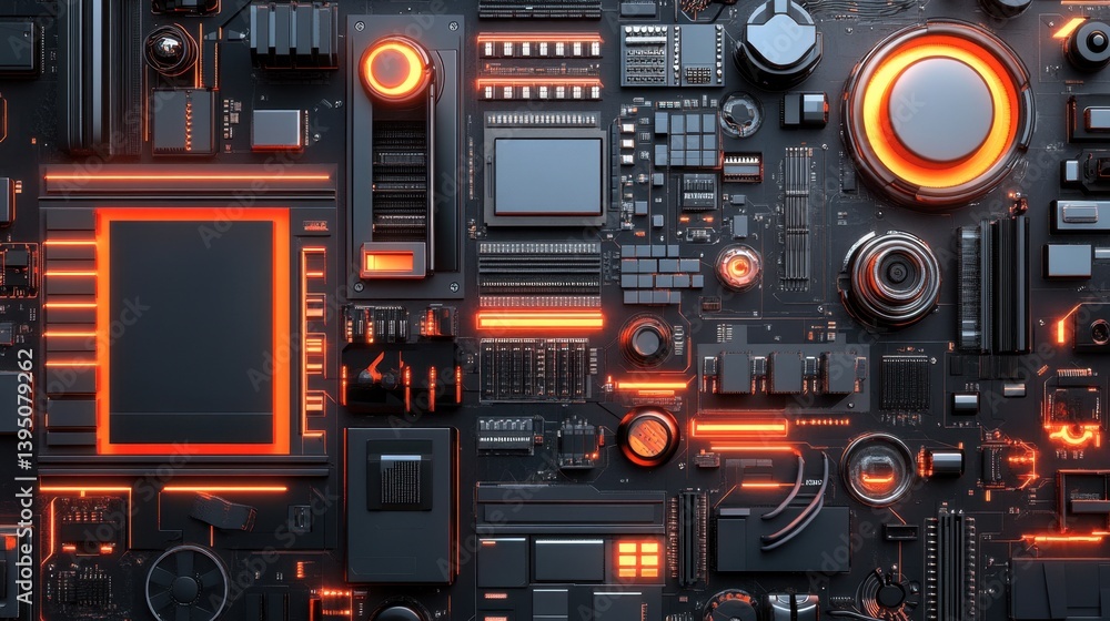Poster systems integration test setup with multi-layered circuit boards, power distribution units, and test