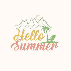 Summer quotes Retro Vector Illustrator Design