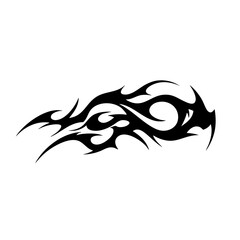 Tribal Flame Tattoo Design –Bold Black Symbol Logo Design Illustration tattoo Inner Strength in Abstract Ink Art