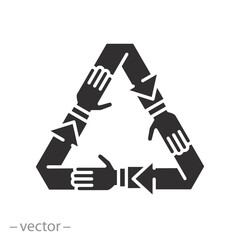 help joint recycle, program partnership for reuse, icon, ecosystem conservation teamwork, flat vector illustration