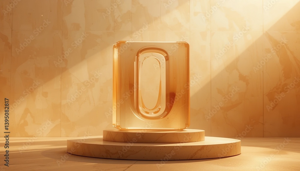 Poster illuminated transparent object display modern studio 3d render minimalist decor soft lighting artist