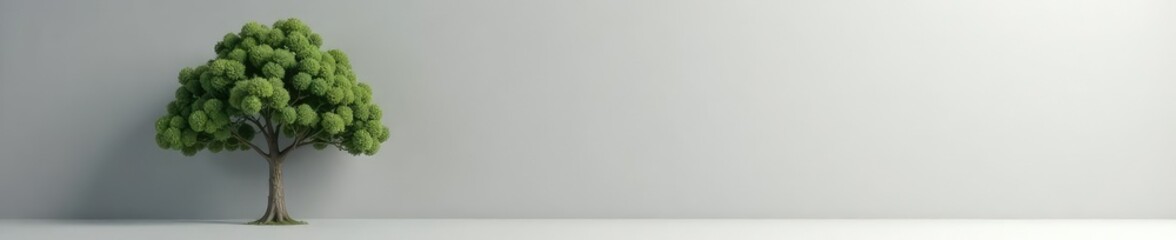 Tree isolated on a plain gray background with subtle gradient, gray, gradient, natural