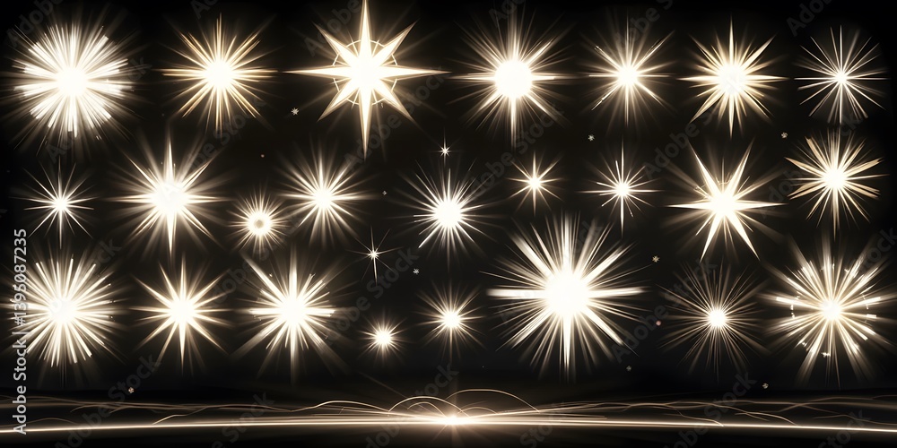 Leinwandbilder bright starbursts, cosmic sparkles illuminate the darkness. abstract lights dance. a dynamic backgro