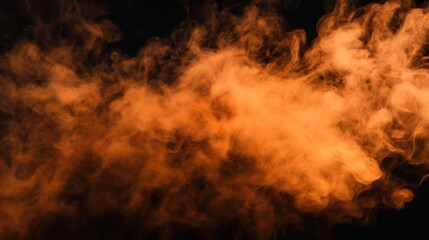 Vibrant orange smoke swirling against dark background with dramatic lighting and fiery texture
