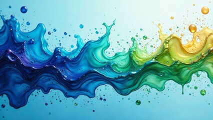 Abstract Fluid Art Vibrant Hues Flowing in Dynamic Waves of Color and Light