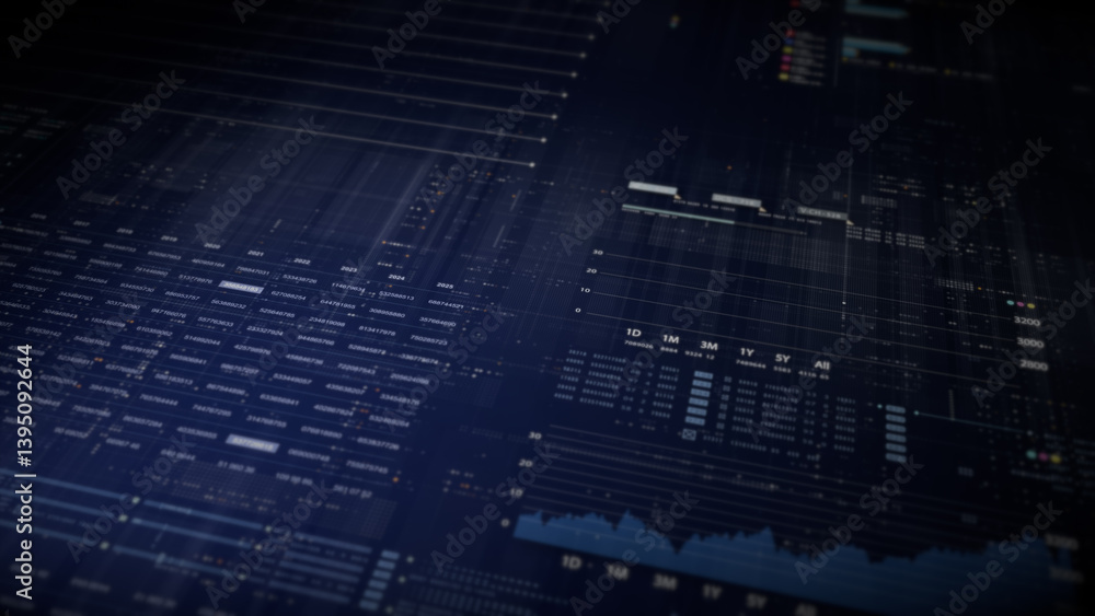 Poster Dynamic data visuals for business info graphics, animated charts, and data-driven insights for a business meeting mock-up. Explore the world of trading, stock exchanges, and crypto