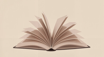 Open Book Displaying Pages on a Beige Background  