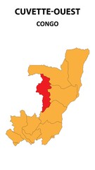 Cuvette-Ouest Map is highlighted on the Congo with detailed state and region outlines.