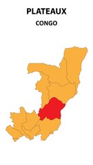 Obraz premium Plateaux Map is highlighted on the Congo with detailed state and region outlines.