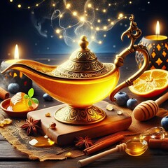 magic lamp on a dark background