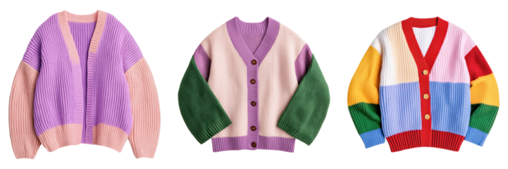 Cozy and colorful cardigans with oversized sleeves, perfect for layering any season. These stylish pieces add cheerful touch