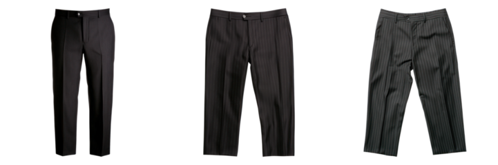 Tailored dress pants in various , featuring solid and pinstripe designs, perfect for formal occasions