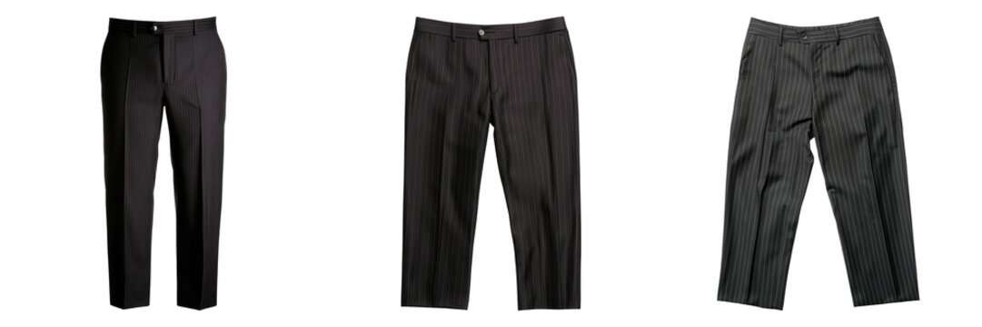 Tailored dress pants in various , featuring solid and pinstripe designs, perfect for formal occasions