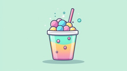 Colorful Drink in Cup, Pastel Background
