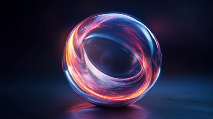 Abstract glowing orb wallpaper background with light trails and modern design concept art style
