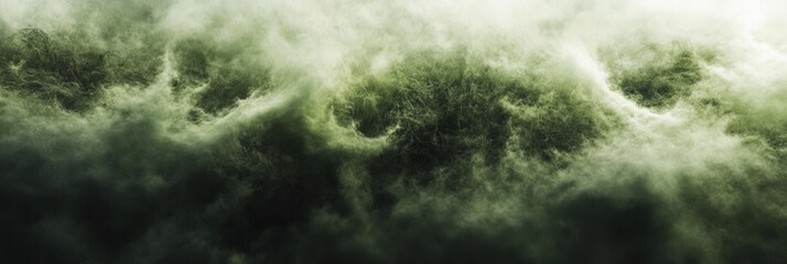 Stormy green fog clouds rolling in dark atmospheric layers with cinematic tension and depth
