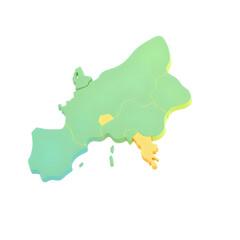 green island silhouette map with soft shadows and flat style &ndash; high quality png isolated on transparent background