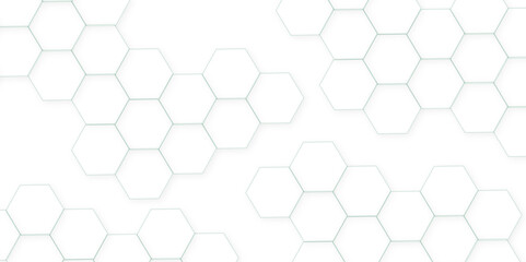 Fototapeta premium Abstract background with seamless pattern with hexagons .Hexagonal white hexagons honeycomb wallpaper. Modern simple style hexagonal graphic concept.