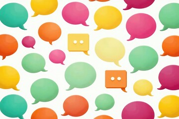 Seamless pattern of colorful speech bubbles on white background, seamless, pop art, comic