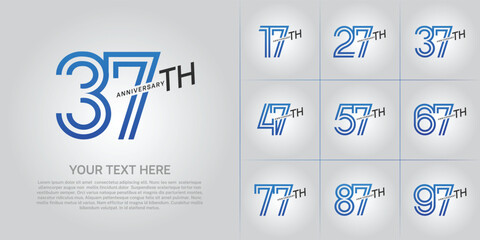 Anniversary logo type set with double line number. blue and black color can be use special moment